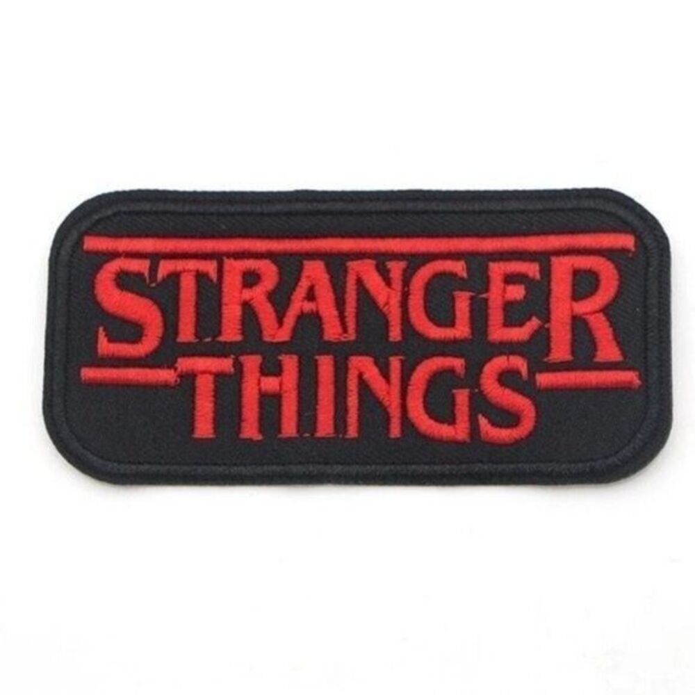 Stranger Things 80s Retro Logo Iron-On Patch Sci Fi Black Red DIY Applique Merch
